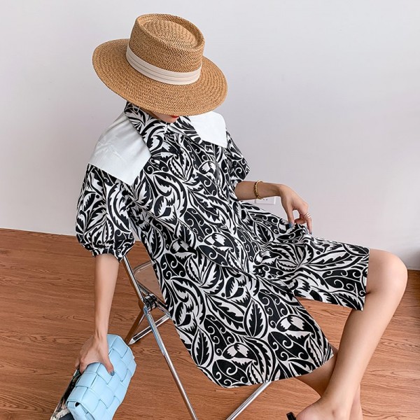 Large Women''s Loose And Slim Summer Dress New Fat Sister Color