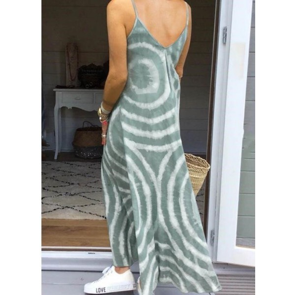 Bohemian Summer V Neck Strap Print Dress Women