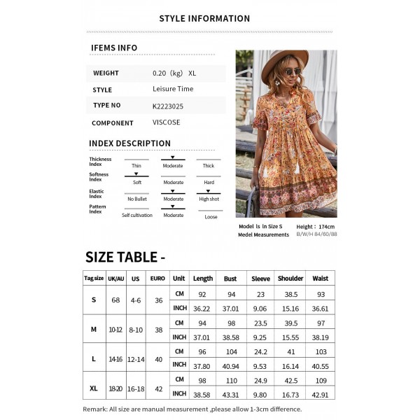 Minimalist Creative Printed Bohemian Dress For Women