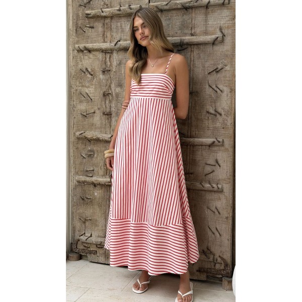 Summer Striped Printed Maxi Dress For Women