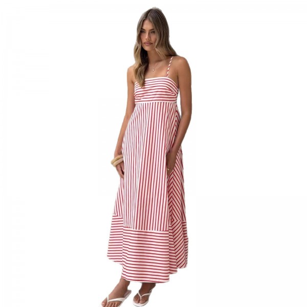Summer Striped Printed Maxi Dress For Women