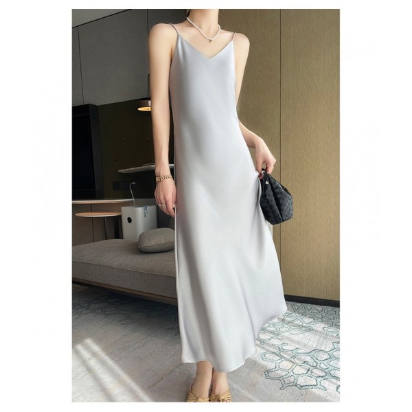 Spring And Summer New Silk Satin High-grade Suspenders Dress Women