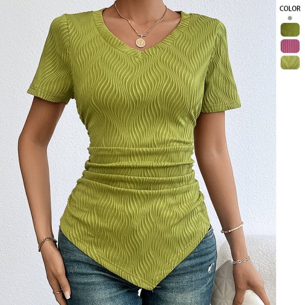 Solid-color Slimming Short-sleeve T-shirt For Women
