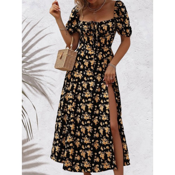 Vacation Casual Printed Chiffon Women's Dress