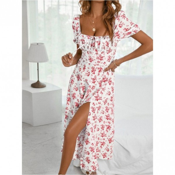 Vacation Casual Printed Chiffon Women's Dress