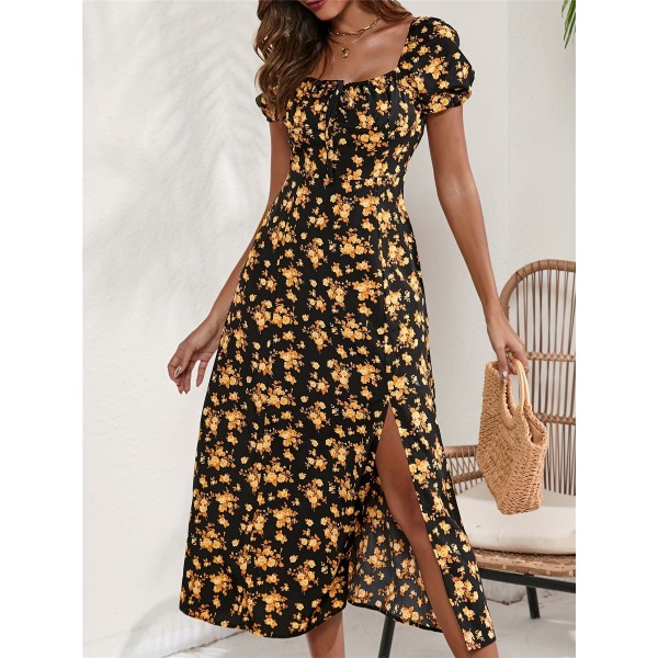 Vacation Casual Printed Chiffon Women's Dress