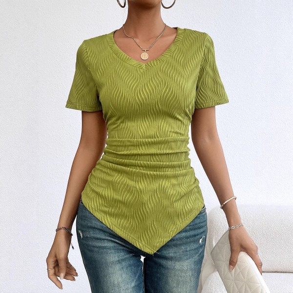 Solid-color Slimming Short-sleeve T-shirt For Women