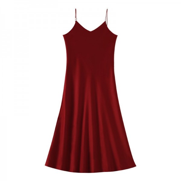 Spring And Summer New Silk Satin High-grade Suspenders Dress Women