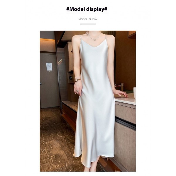 Spring And Summer New Silk Satin High-grade Suspenders Dress Women