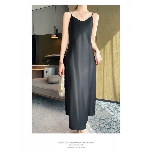 Spring And Summer New Silk Satin High-grade Suspenders Dress Women