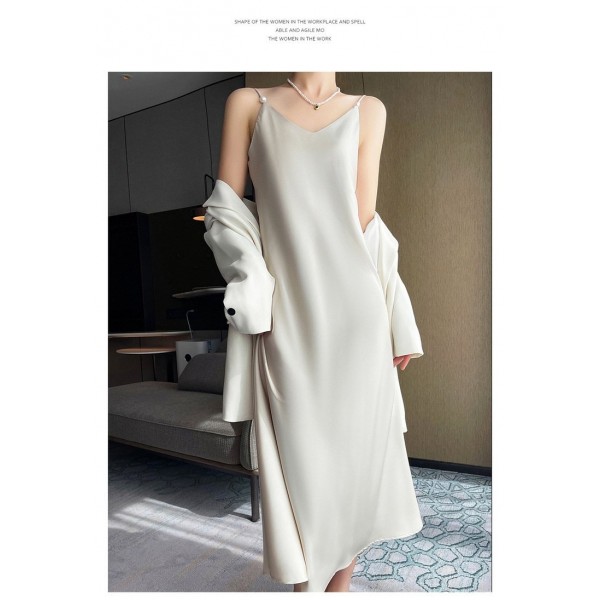 Spring And Summer New Silk Satin High-grade Suspenders Dress Women