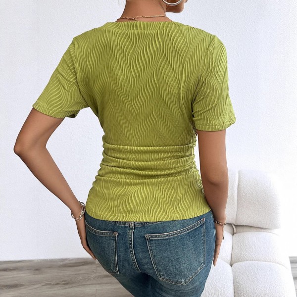 Solid-color Slimming Short-sleeve T-shirt For Women