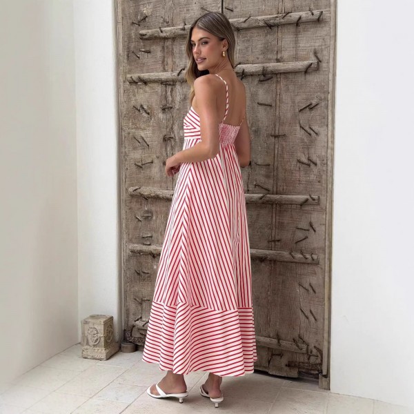 Summer Striped Printed Maxi Dress For Women
