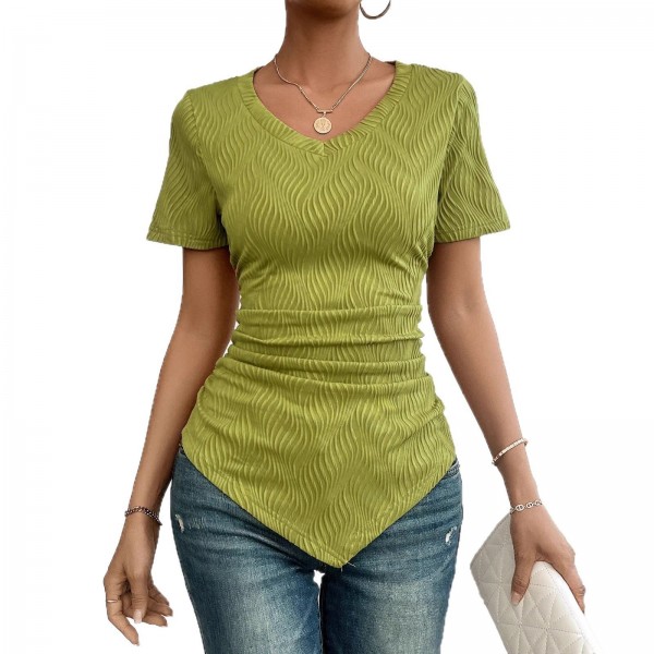 Solid-color Slimming Short-sleeve T-shirt For Women