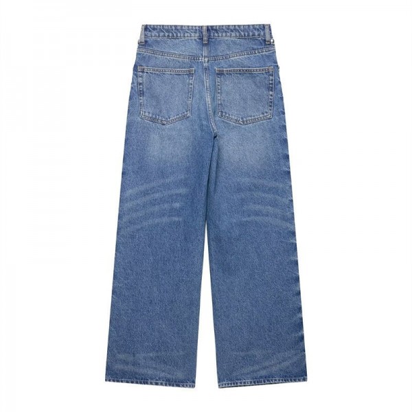 Straight-leg Denim Jeans With Metal Rivet Detailing